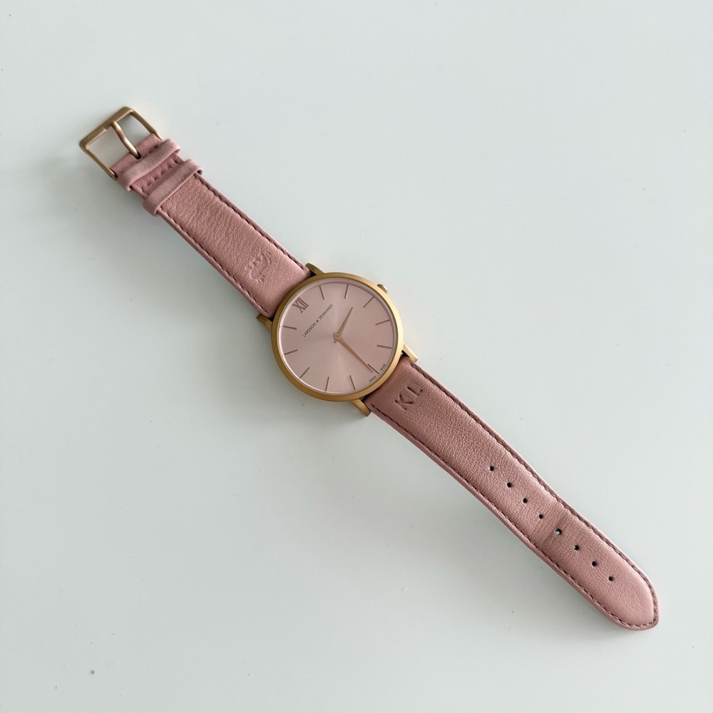 Larsson & Jennings Pink Leather / Rose Gold Lugano Minimalist Watch | Swiss Made - Picture 2 of 5